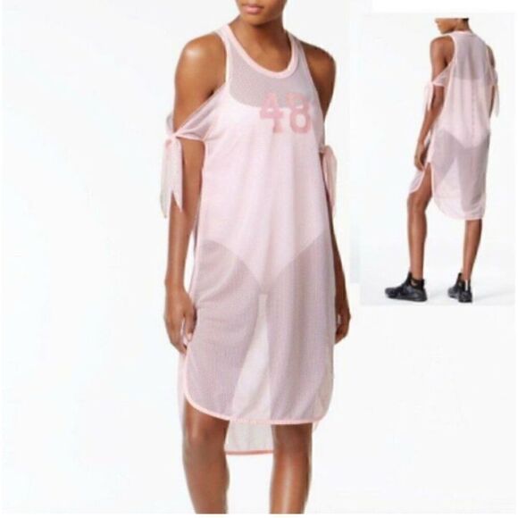 Puma Mesh Pink Activewear 48 Off Shoulder Crew Neck Graphic Dress Sz‎ XXL - Picture 3 of 6